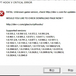 【异常】GTA5提示FATAL: Unknown game version